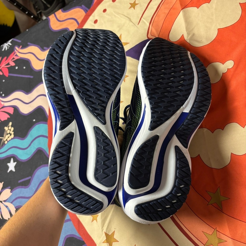 Mizuno Wave Rider 28 Mens Running Shoes Blue Lime Athletic Sneakers Size 9 Walk - Picture 5 of 11